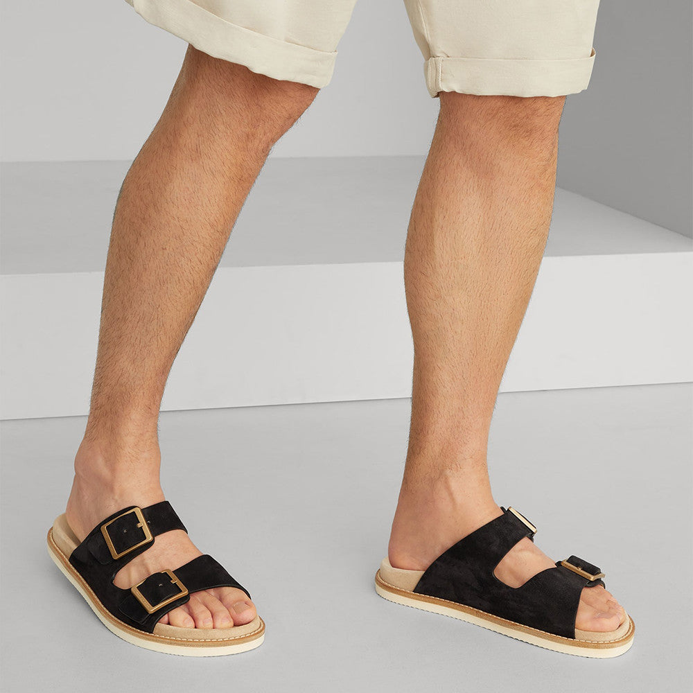 Brunello Cucinelli Suede slides with buckles for Man in Hazelnut