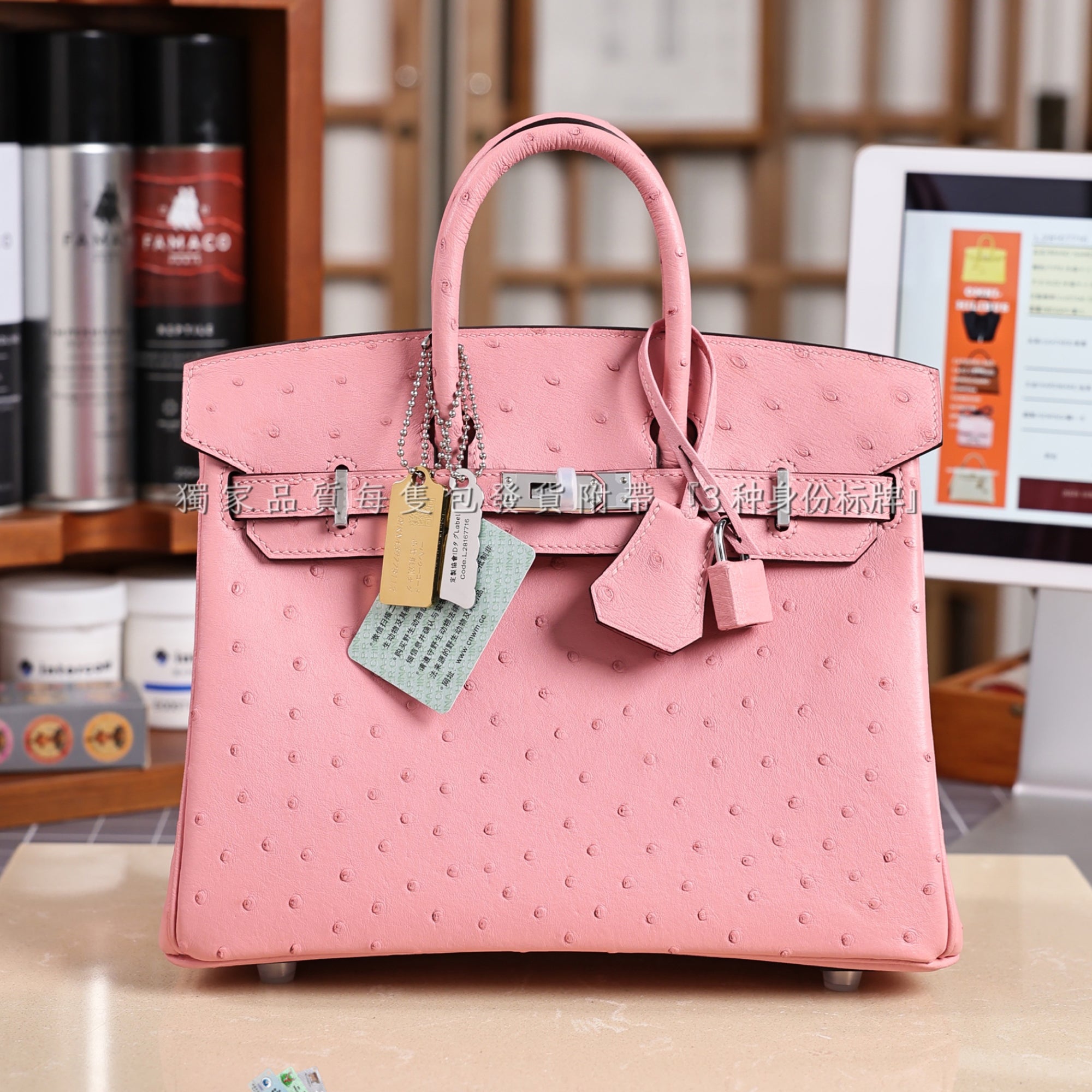 Hermes Women's Birkin 25 Ostrich Leather Platinum Bag With Silver Buckle Handbag Casual Solid Color Bag Bags H041944CK94 #2137