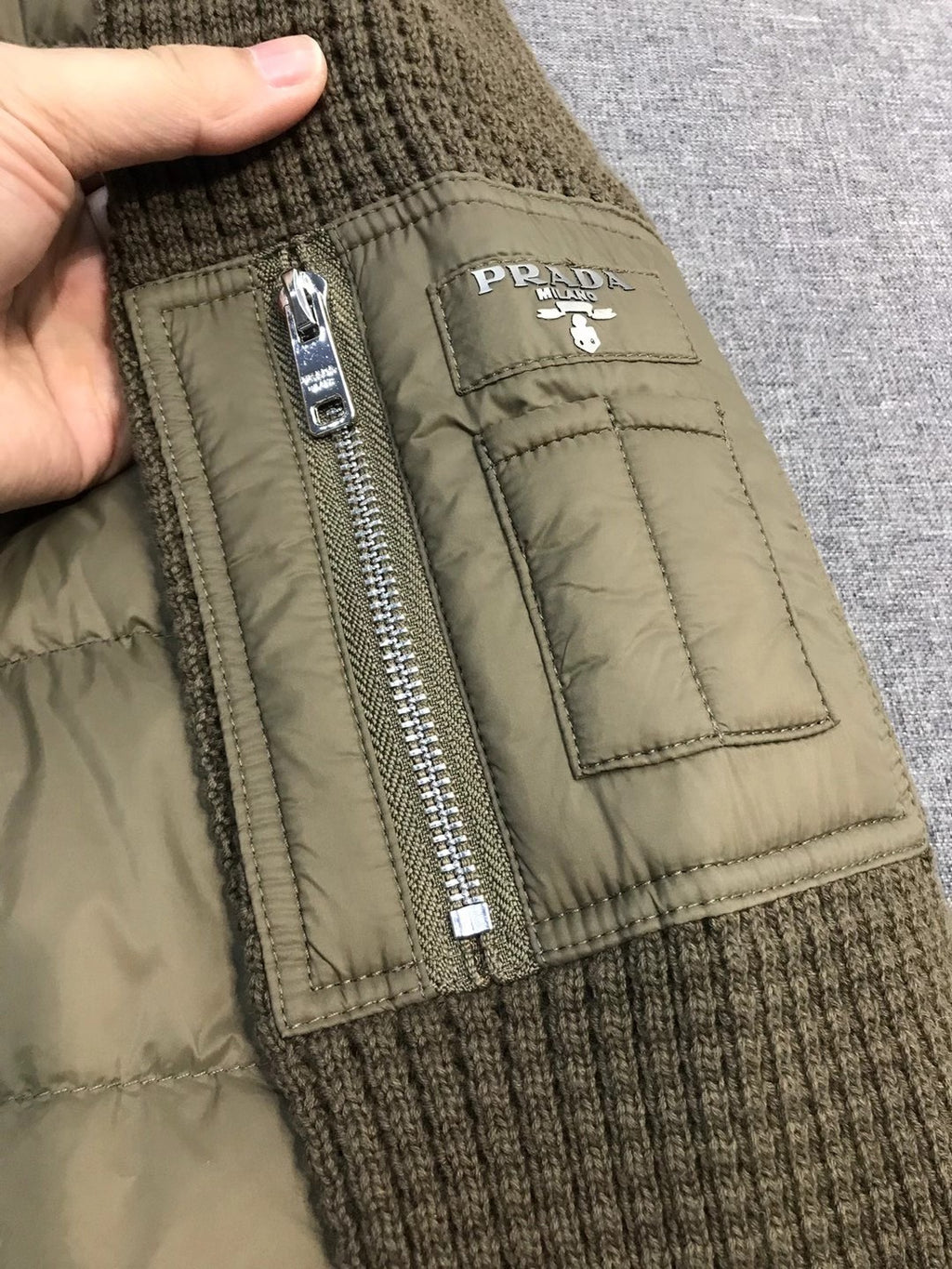 Prada Men's Fall/Winter Fashion Casual Classic Logo Triangular Enamel Emblem Hooded Zipper Patchwork Down Jacket #79548