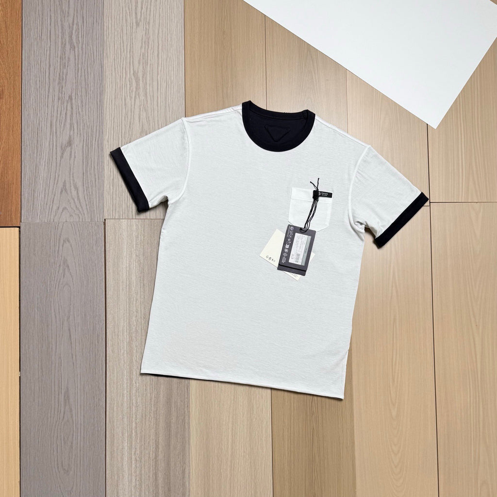Prada White navy Blue Reversible Cotton T-shirt #336788