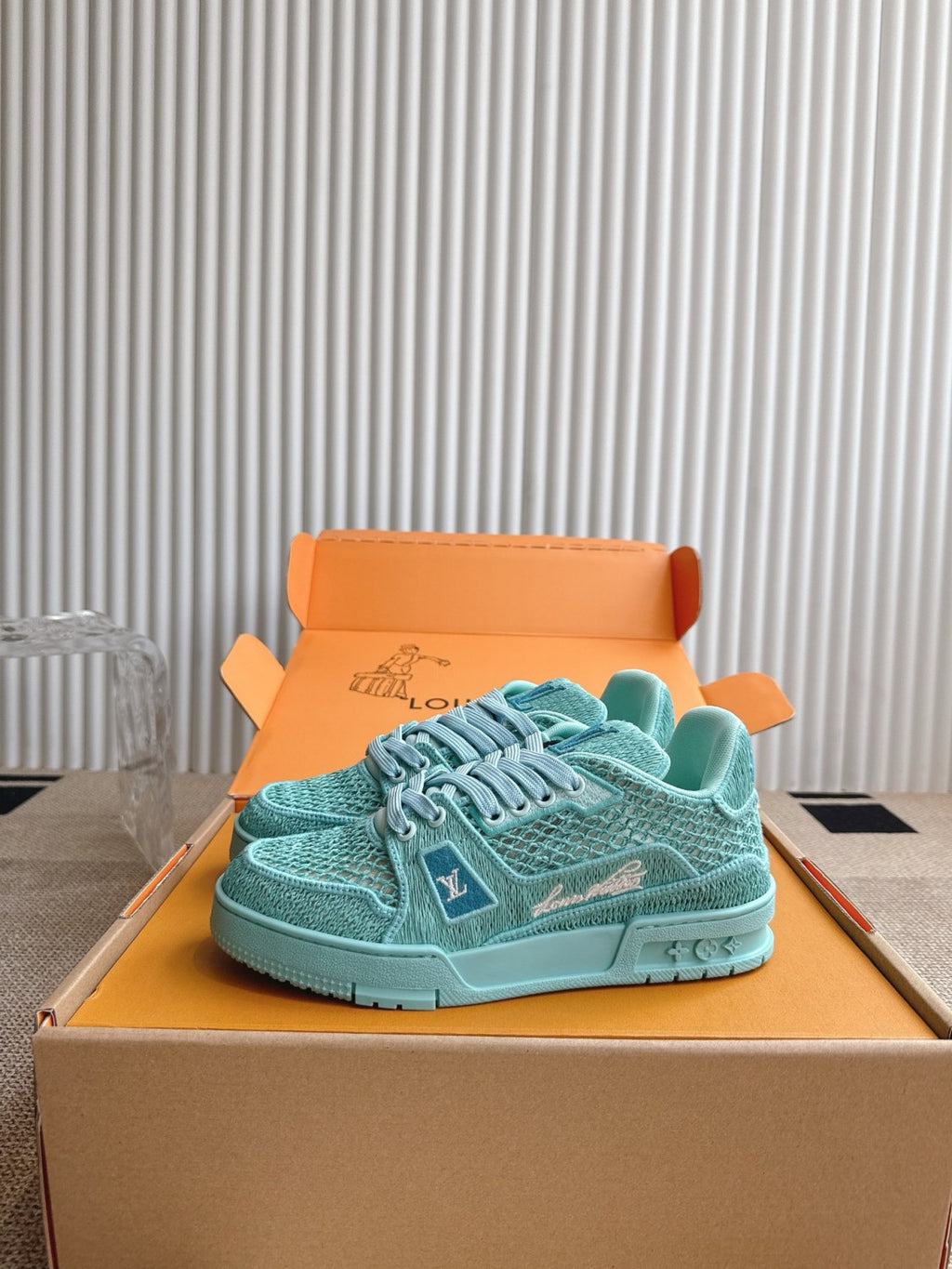 Louis Vuitton LV TRAINER Men's And Women's Spring/Autumn Fashion Casual Round-Toe Lace-Up Low-Top Shoes with Embroidered Upper Casual Sneakers Shoes #78472