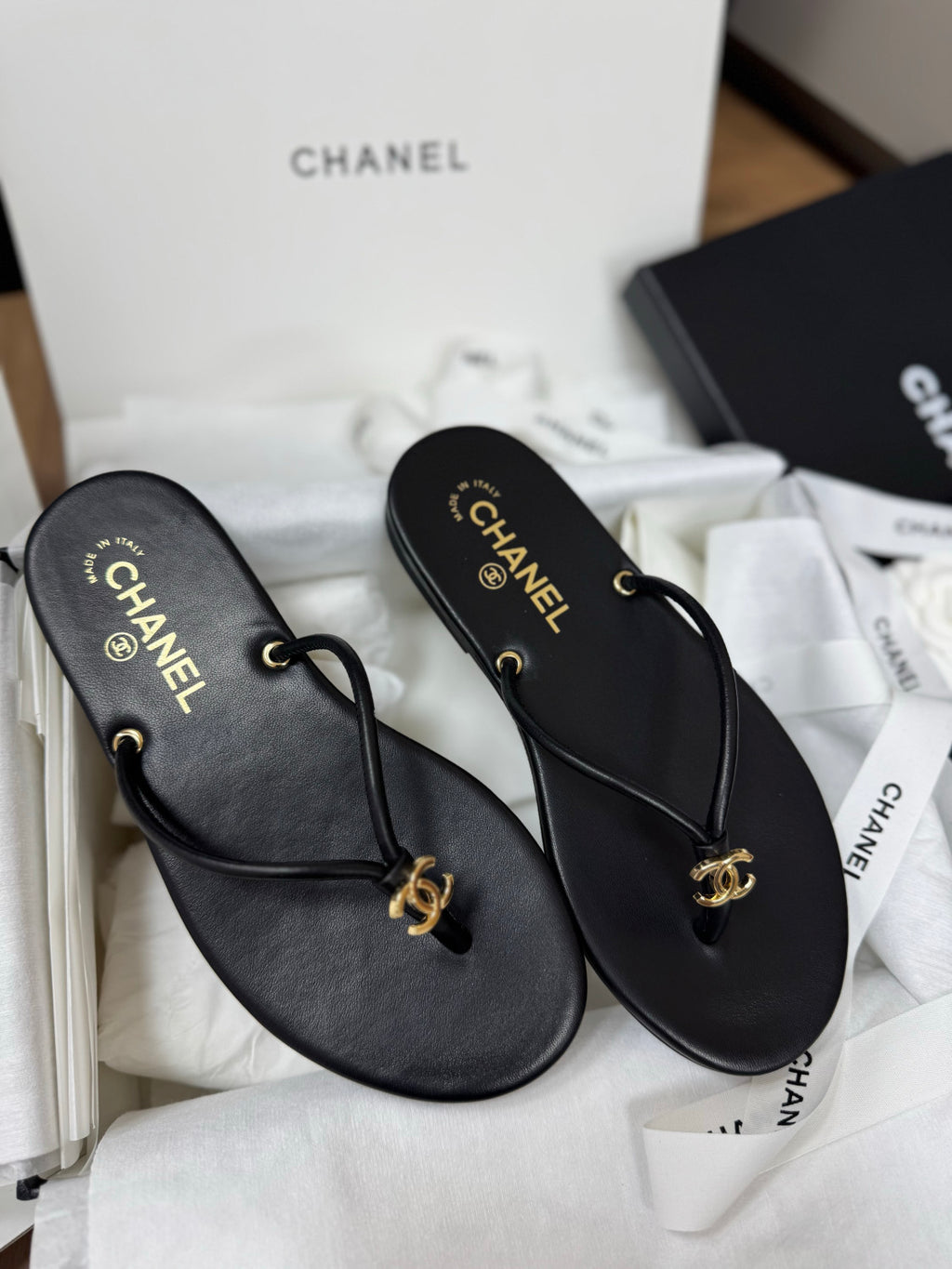 Chanel Mules Crackled Laminated Calfskin Gold #379231