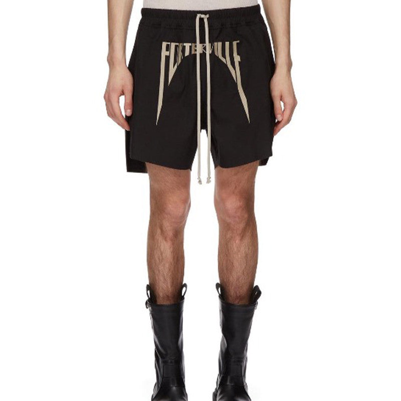 Rick Owens Men's Summer Logo Embroidery Black Washed Casual Cotton Loose Shorts Ngvp #9466