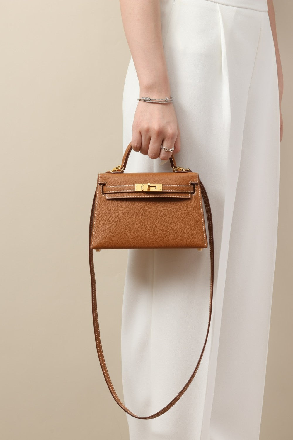 Hermes Women's Fashion Classic Mini Kelly Gold Buckle Cowhide Shoulder Bag Handbag Tote Bag Crossbody Bag Bags H071302CC37 Handcrafted Leather Bag From The Original Factory's Premium Custom Collection #78359