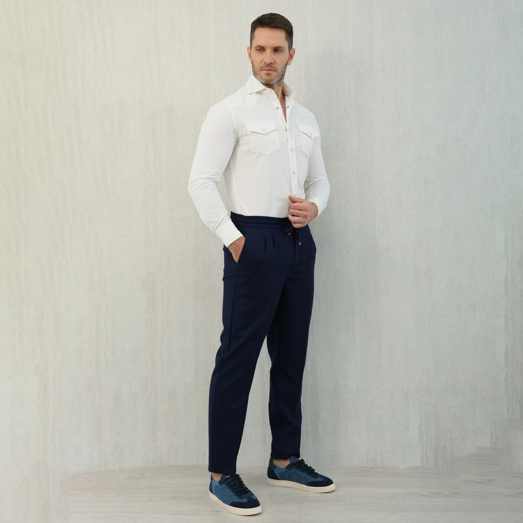 Brunello Cucinelli Men's Spring And Autumn Casual Drawstring Pants Fashion Trousers Loose Straight Comfortable Cotton Thin Trousers Ngvp #1469
