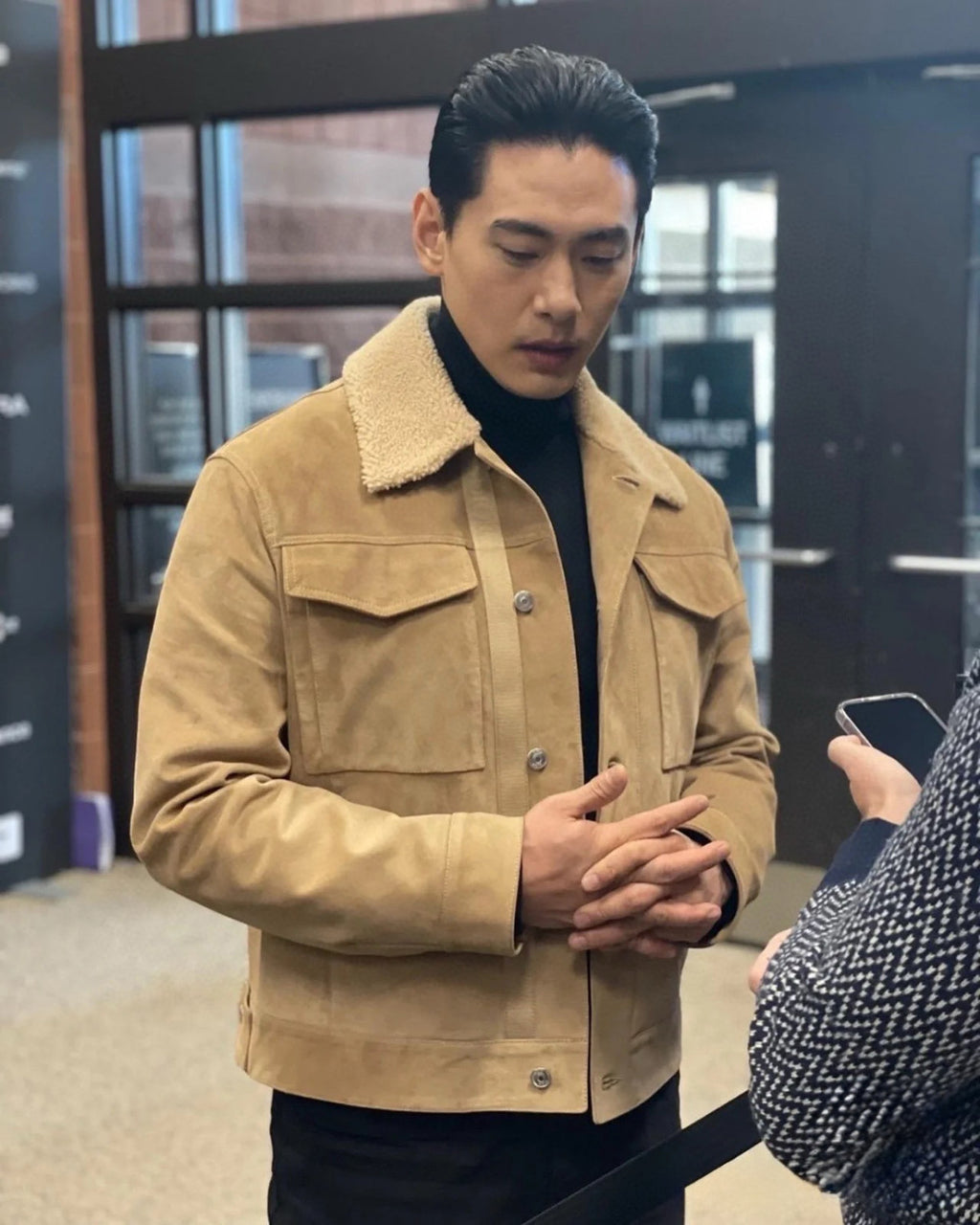 Dior Men's Autumn And Winter Solid Color Lapel Casual Single Breasted Cow Suede Lamb Collar Short Jacket #71272