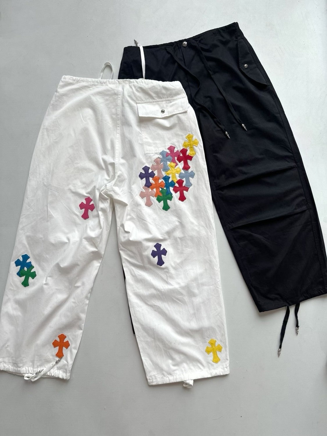 Chrome Hearts Men's And Women's Spring/Summer Solid Color Fashionable Casual Cross-decorated Straight leg Pants #78249