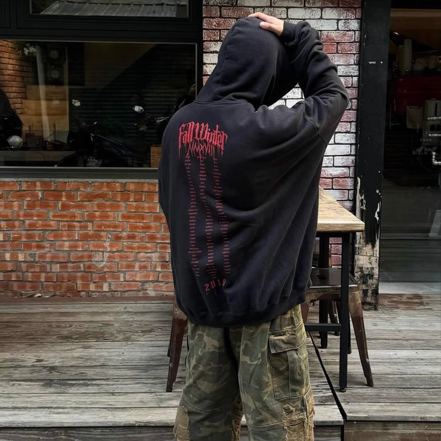 Vetements Men's High Street Dark Style Letter Print Hooded Sweatshirt Spring And Autumn Fashion Single Piece Peplum Loose Sweatshirt Ngvp #1177