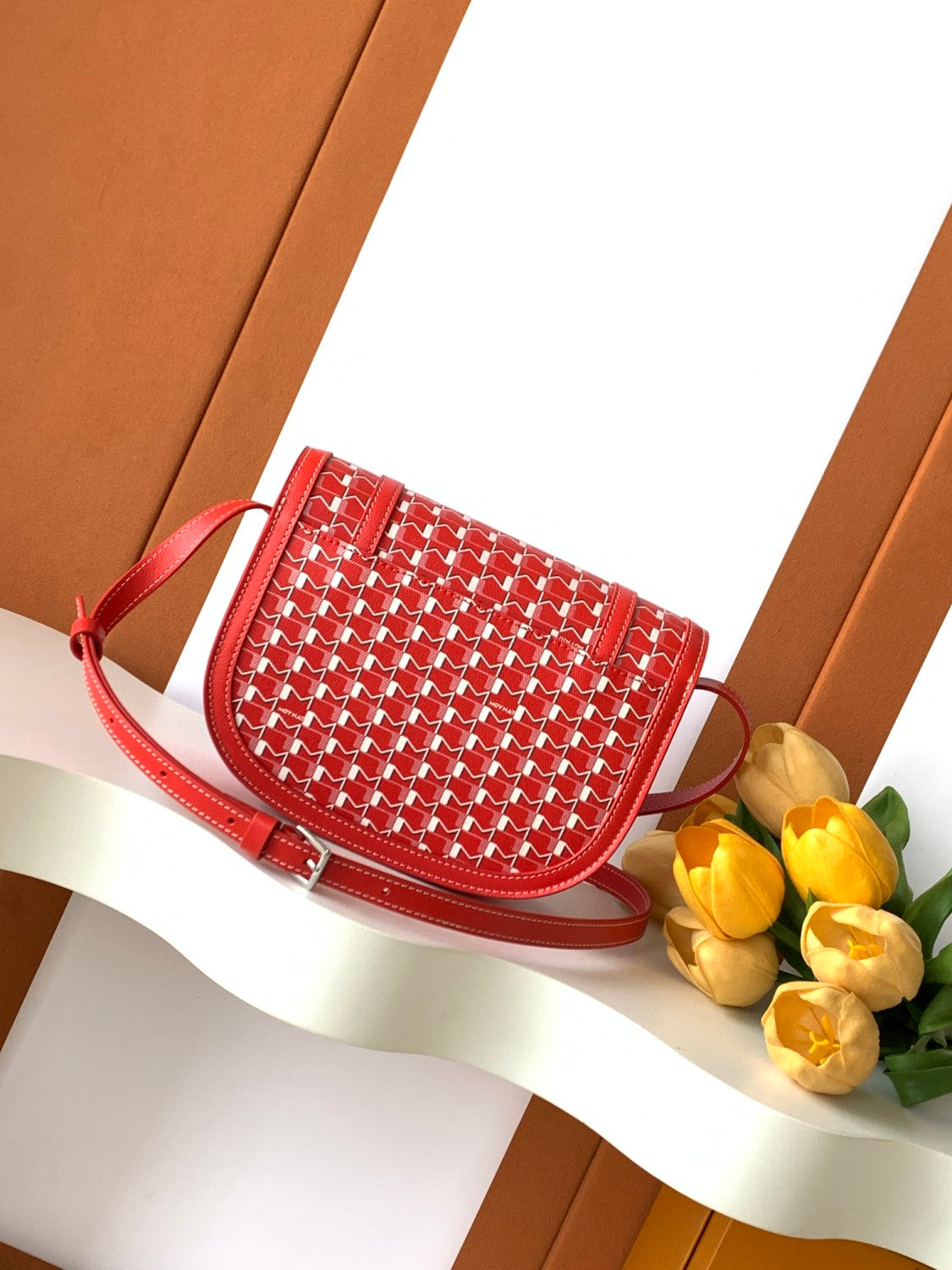 Moynat M Canvas Women's Fashion Classic Leather M Shaped Buckle Closure Adjustable Strap Crossbody Bag Shoulder Saddle Bag Bags #78713