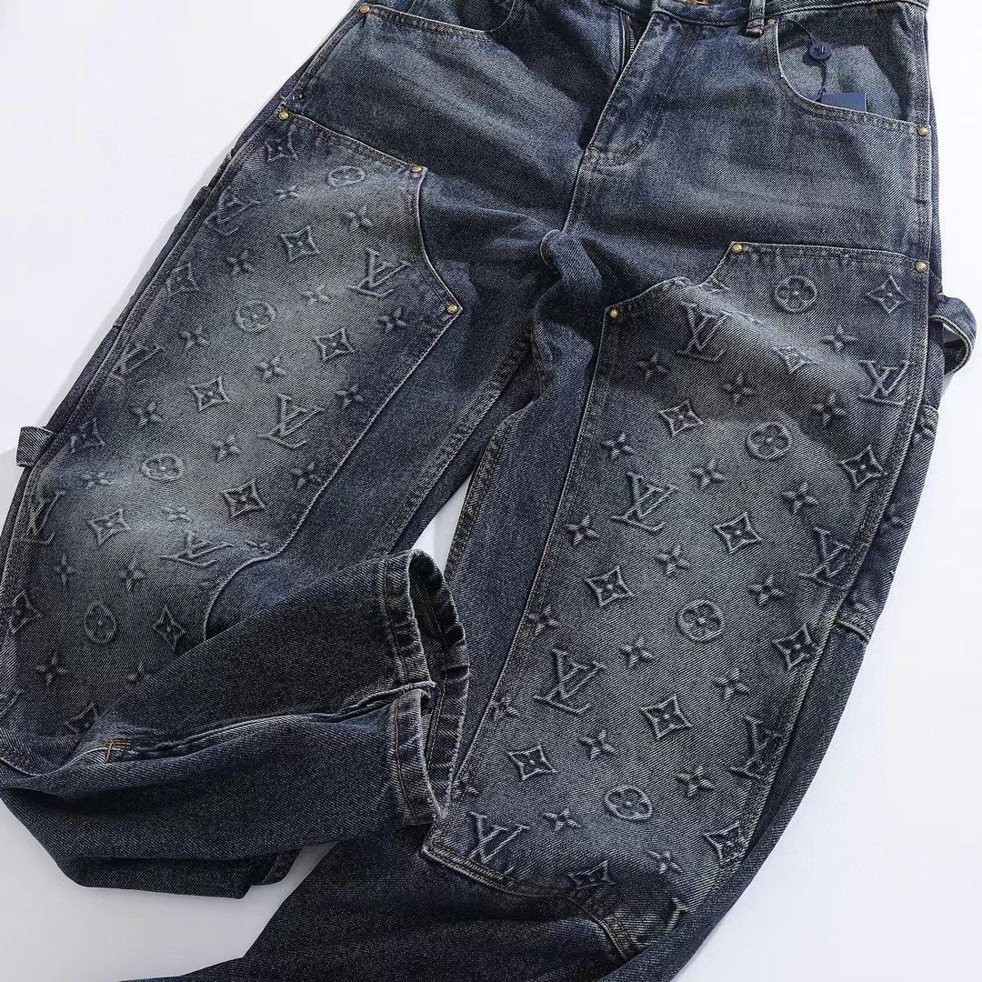 Louis Vuitton Workwear Denim Jacket Carpenter Pants Spring Autumn Long Sleeved Coat And Set #96337