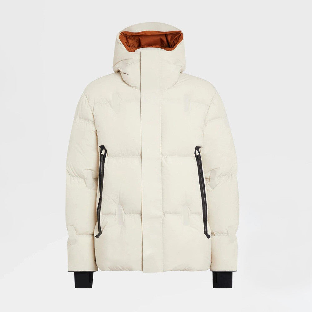 Ermenegildo Zegna Men's Winter Solid Colour Casual Zip Hooded Long Sleeve Fashion Loose Puffer Down Jacket Coat Ngvp #7441