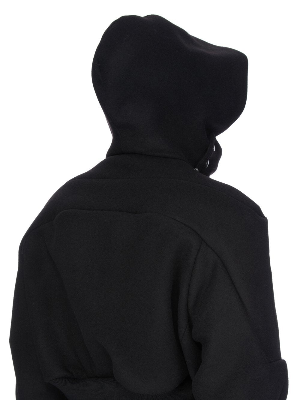 Rick Owens Cropped Hooded Fligh Jacket Black Virgin Wool Cropped Flight Jacket #332196