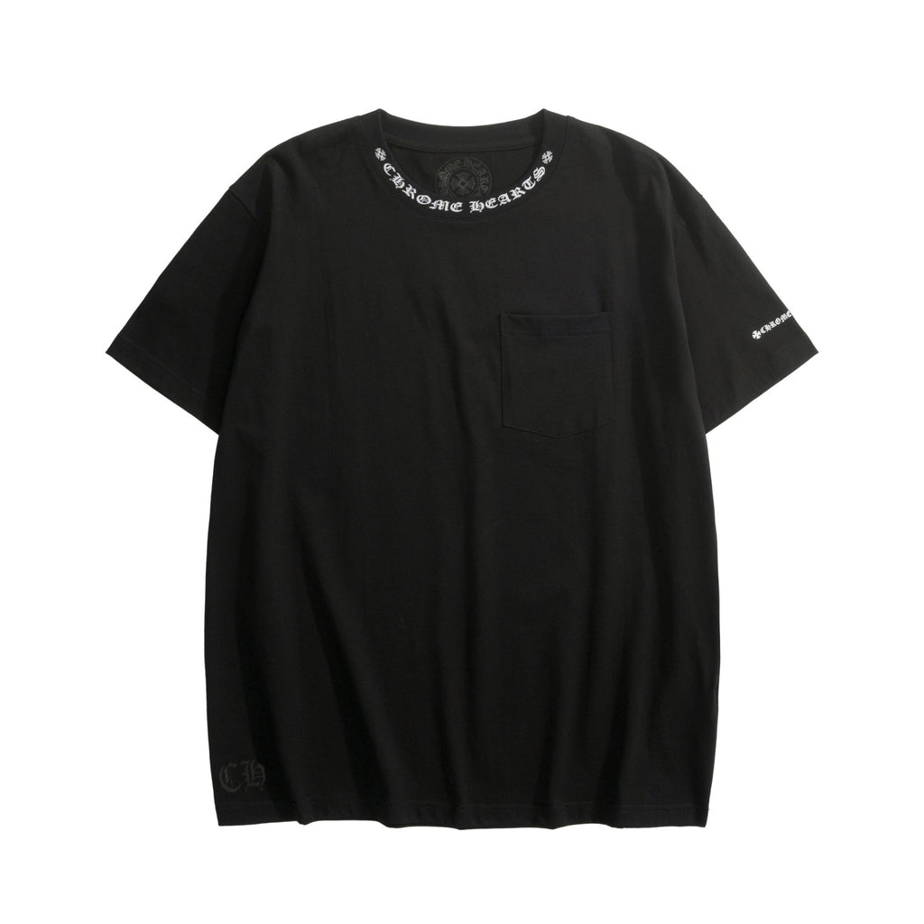 Chrome Hearts Men's Summer Solid Color Round Neck Cotton Casual Short Sleeve T-Shirt #75623