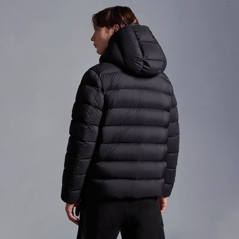 Moncler Men's New Black Warrior 3M Reflective White Goose Down Hooded Reflective Letters Down Jacket #332483