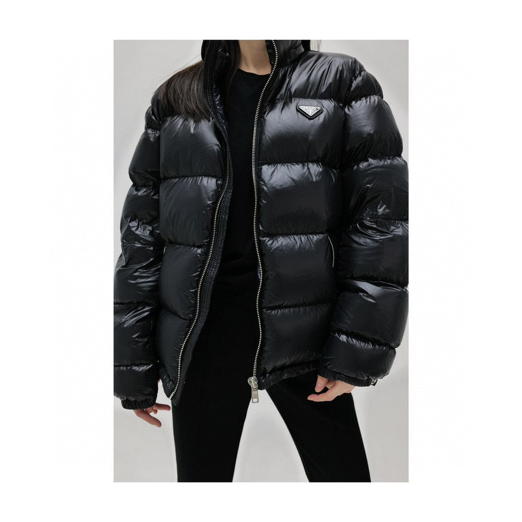 Prada Winter Black Oversize Genderless Hooded Zip Puffer Down Jacket #97147