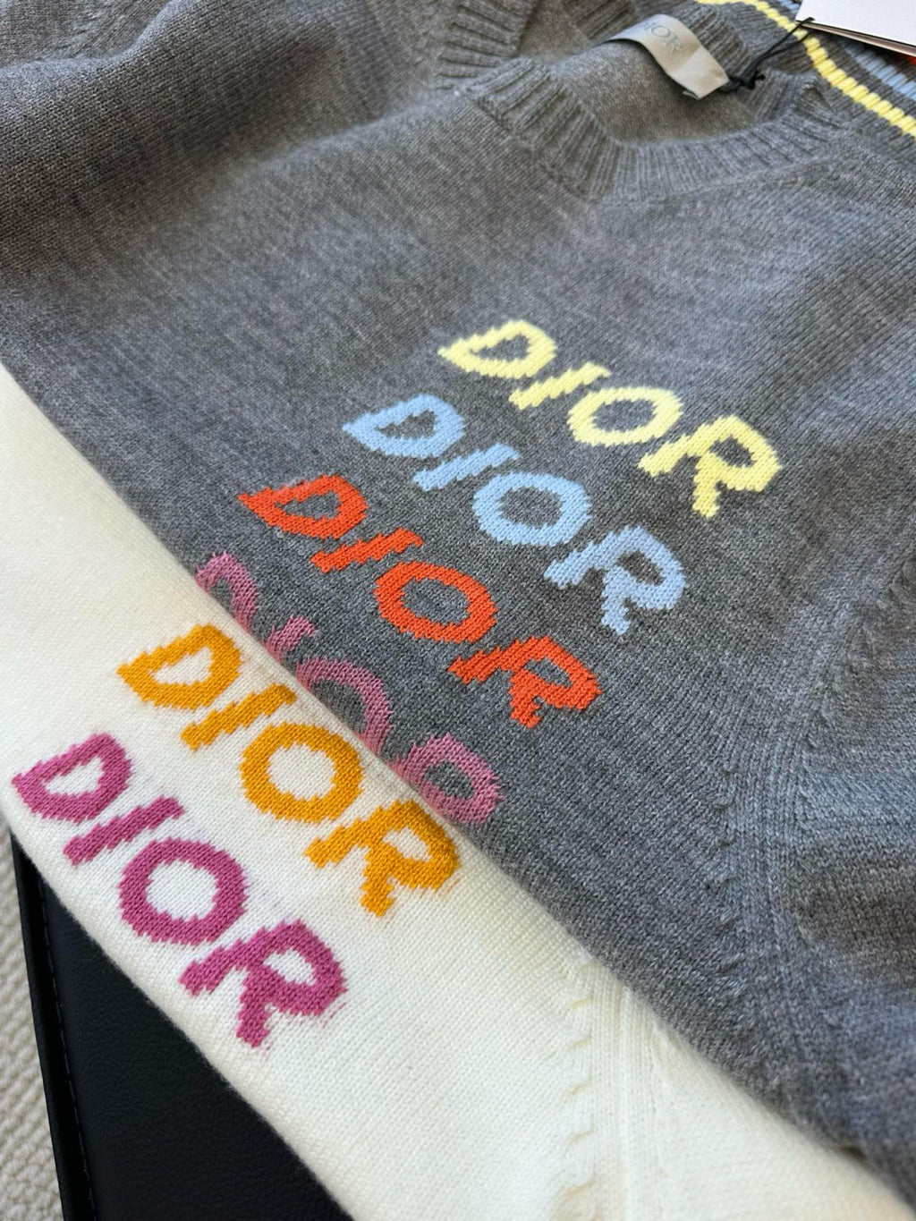 Dior Men's Spring & Autumn Colorful Logo Letter Embroidery Crew Neck Cashmere Sweater Pullover #97942