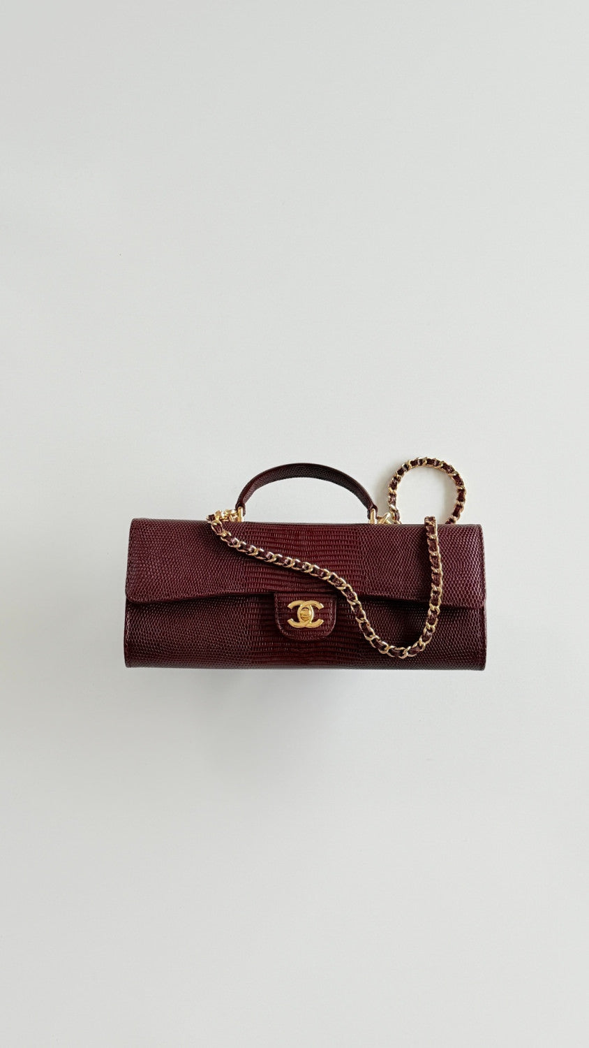 Chanel 26A Chain Handle Bag Burgundy Lizard Embossed Stylish And Versatile Bag Bags AP5280 #197506