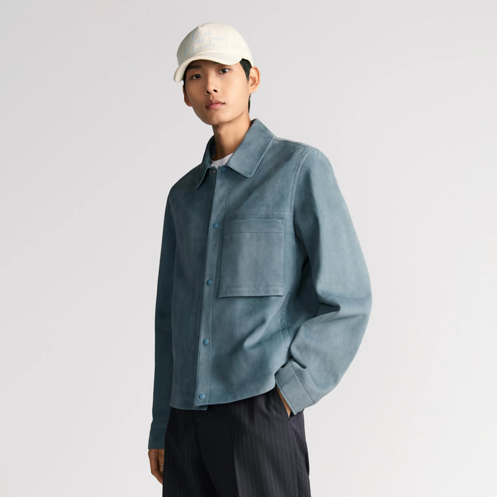 Dior Men's Spring/Autumn Fashion Casual Solid Color Lapel Embossed Logo Single Breasted Long Sleeved Short Leather Jacket #78285