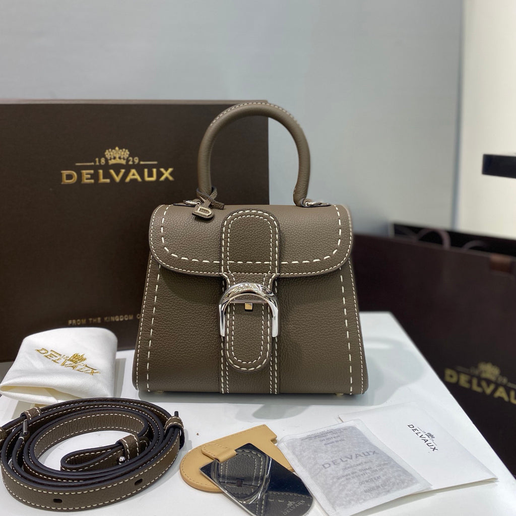 Delvaux Women's Outside Stitching Solid Color Calfskin Handheld Slanting Shoulder Bag Bag #75294