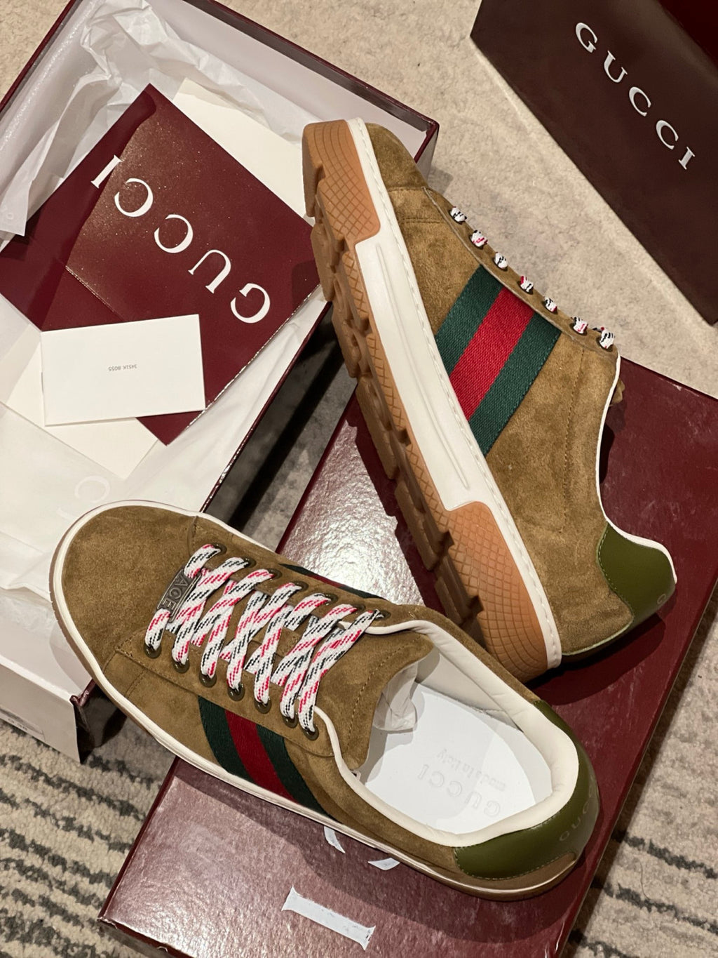 GUCCI Men's Gucci Ace sneaker with Web suede #337178