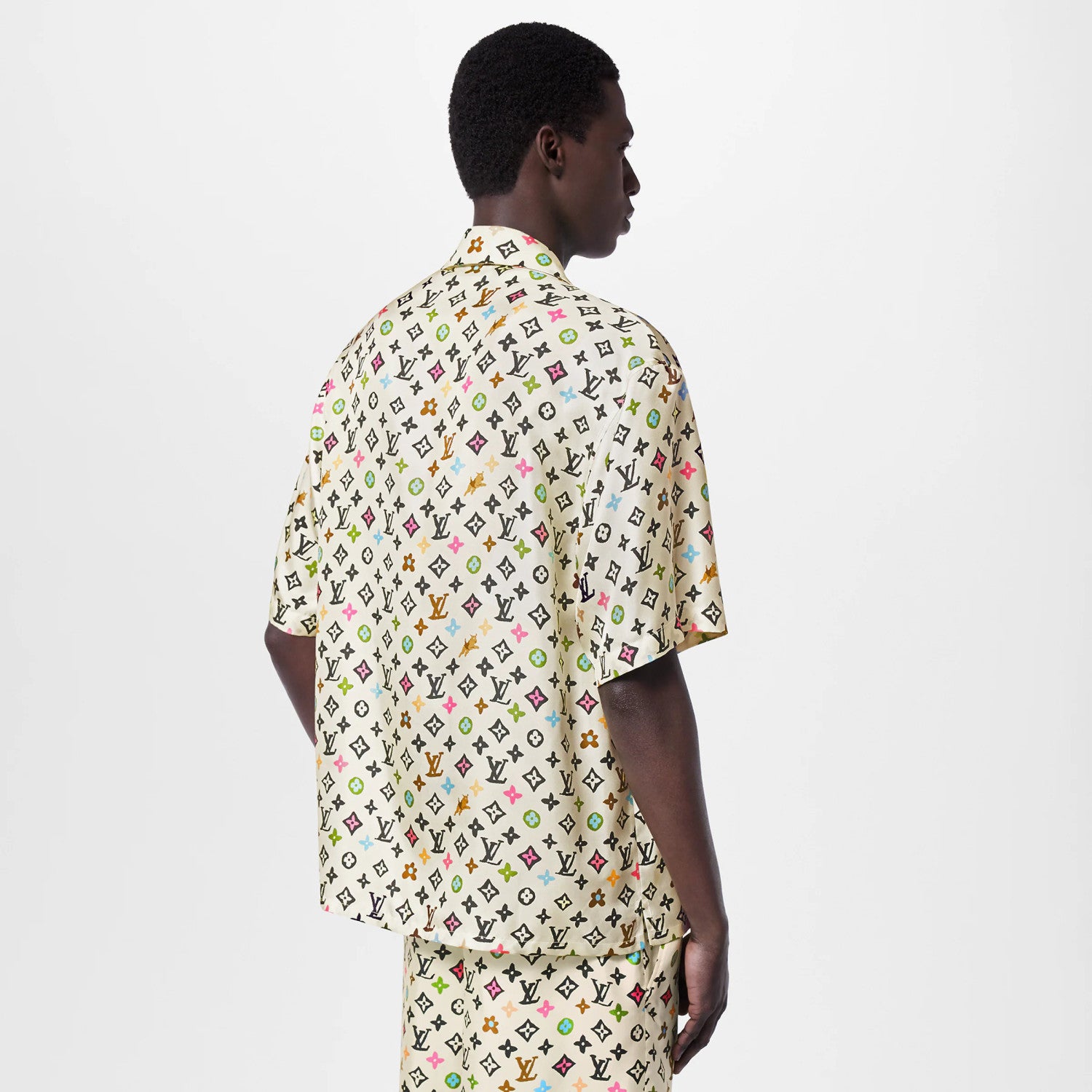 Louis Vuitton x Tyler MONOGRAM Printed Single-Breasted Mulberry Silk Loose Solid Color Summer Short Sleeve Shirt #71978