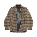 Balenciaga Men's Spring And Autumn Checkered Lapel Aged Cotton PARIS LIBERTY Loose Long Sleeve Solid Layered Shirt Ngvp #9286