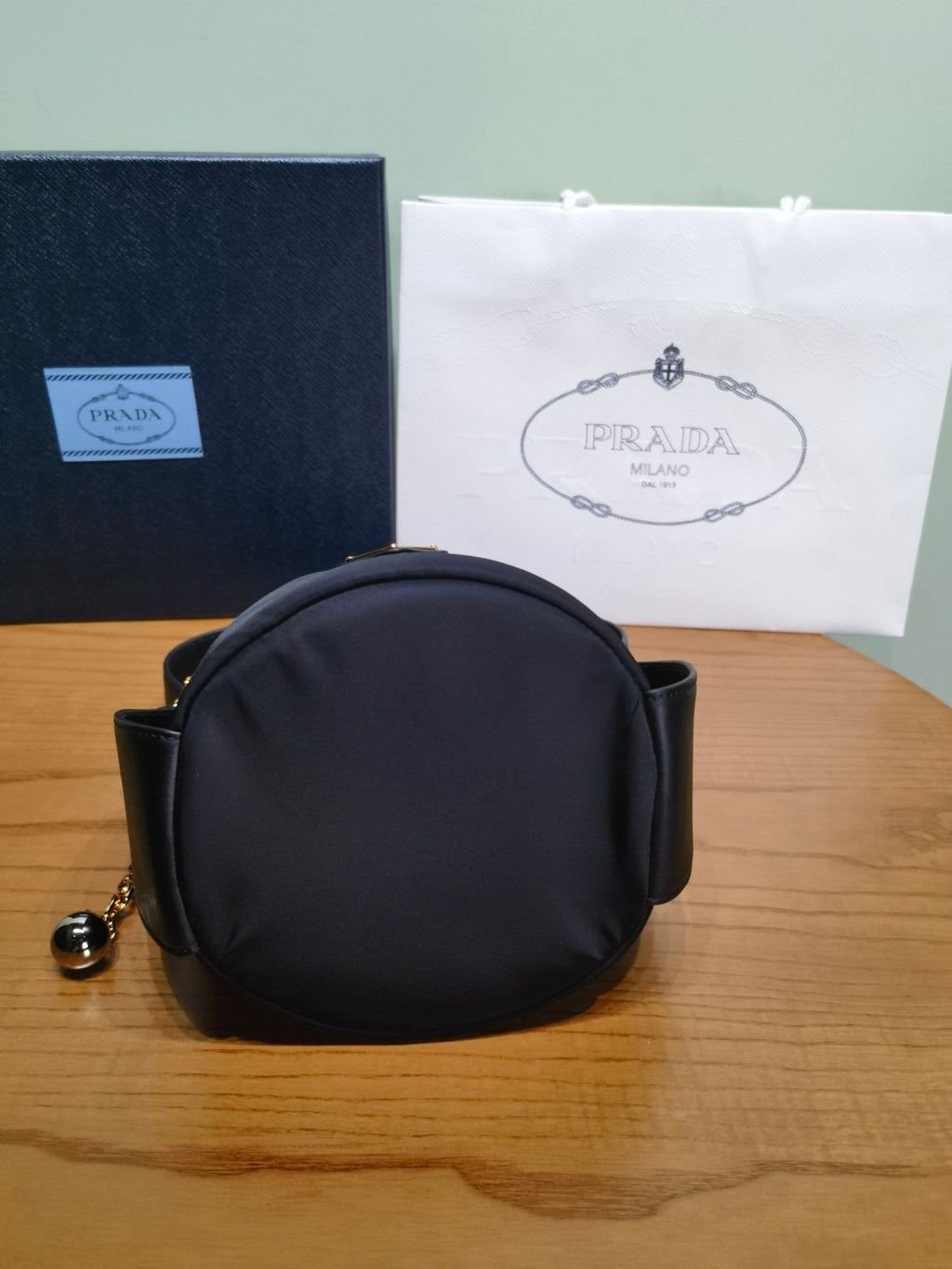 Prada Women's Solid Color Petit Sac Noir Re-Nylon with Nappa Leather Mini Shoulder Bag Bucket Tote Bags #78128