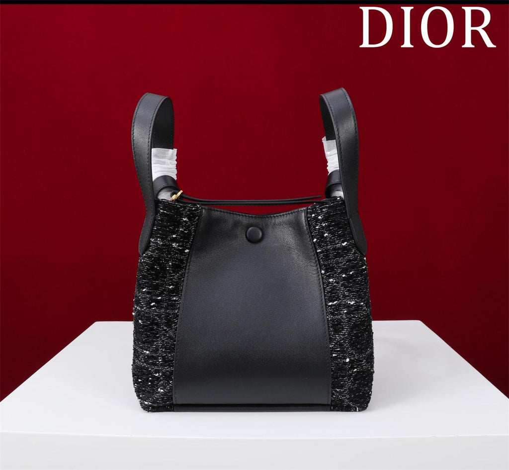 Dior Women's Solid Color Tweed & Leather Tote Shoulder Bag Bags #75973