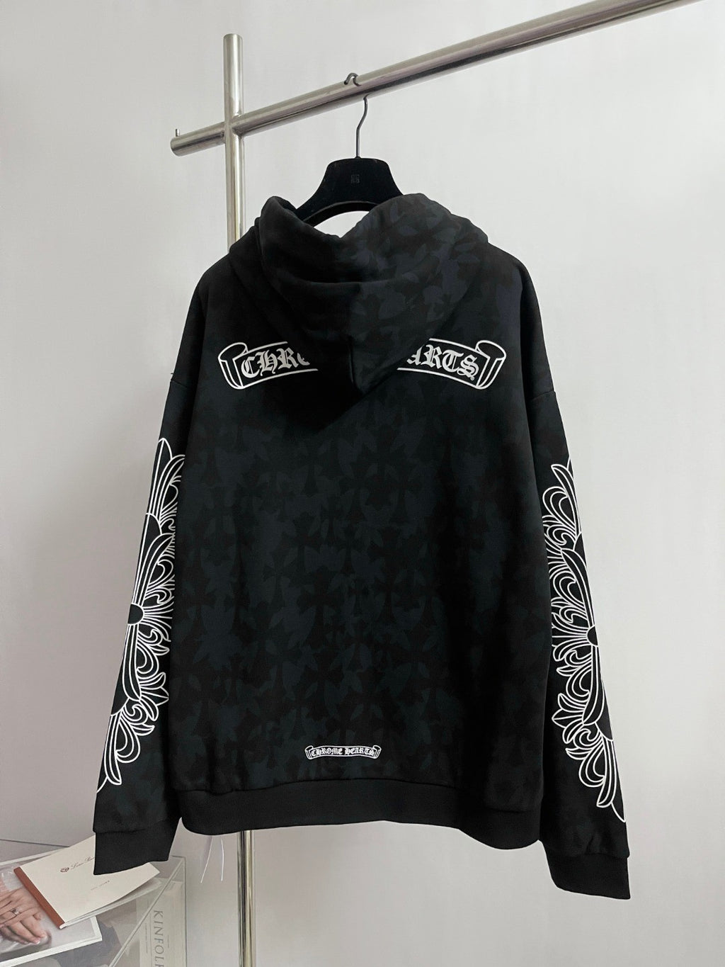 Chrome Hearts Men's Spring and Fall Black Logo Printed Zipper Long Sleeve Hooded Jacket #73992