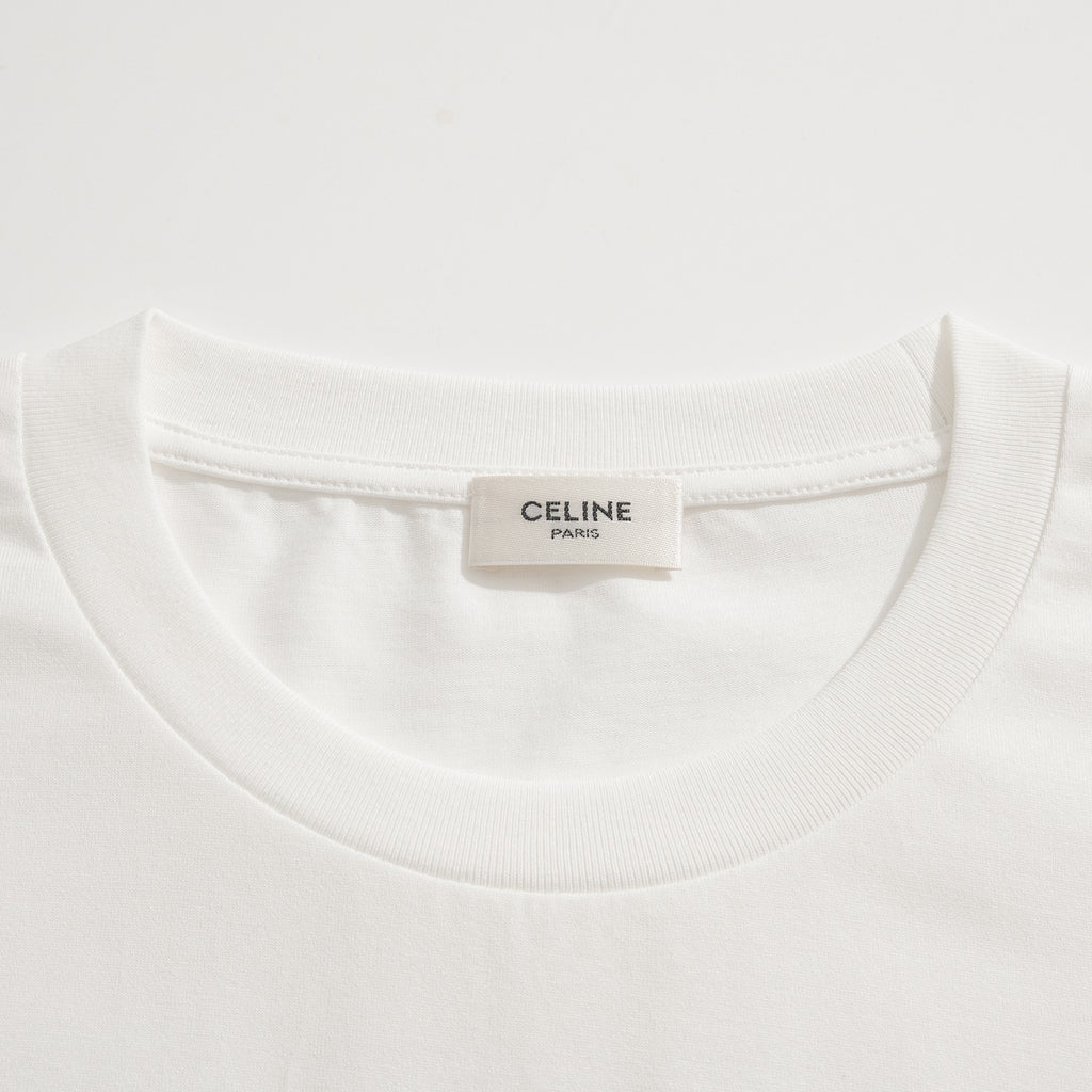 Celine Men's And Women's Summer Children's Painting Pattern Printed Round Neck Cotton Short Sleeved T-shirt #77821
