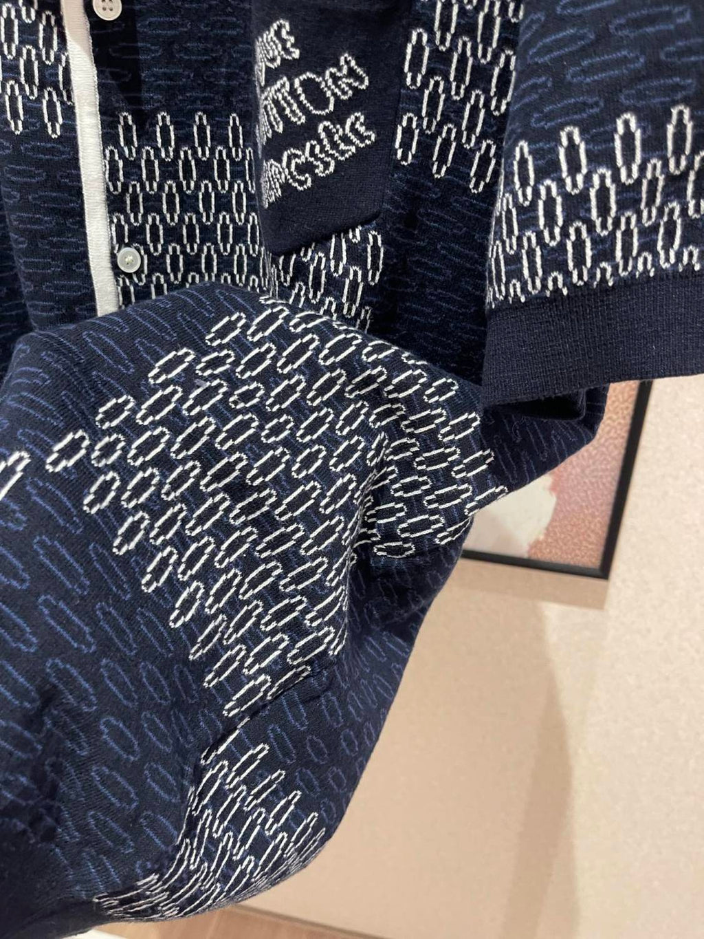 Louis Vuitton Men's Spring And Summer Letter Jacquard Knit Single Breasted Short Sleeved Shirt Drawstring Casual Shorts Suit Set #73114
