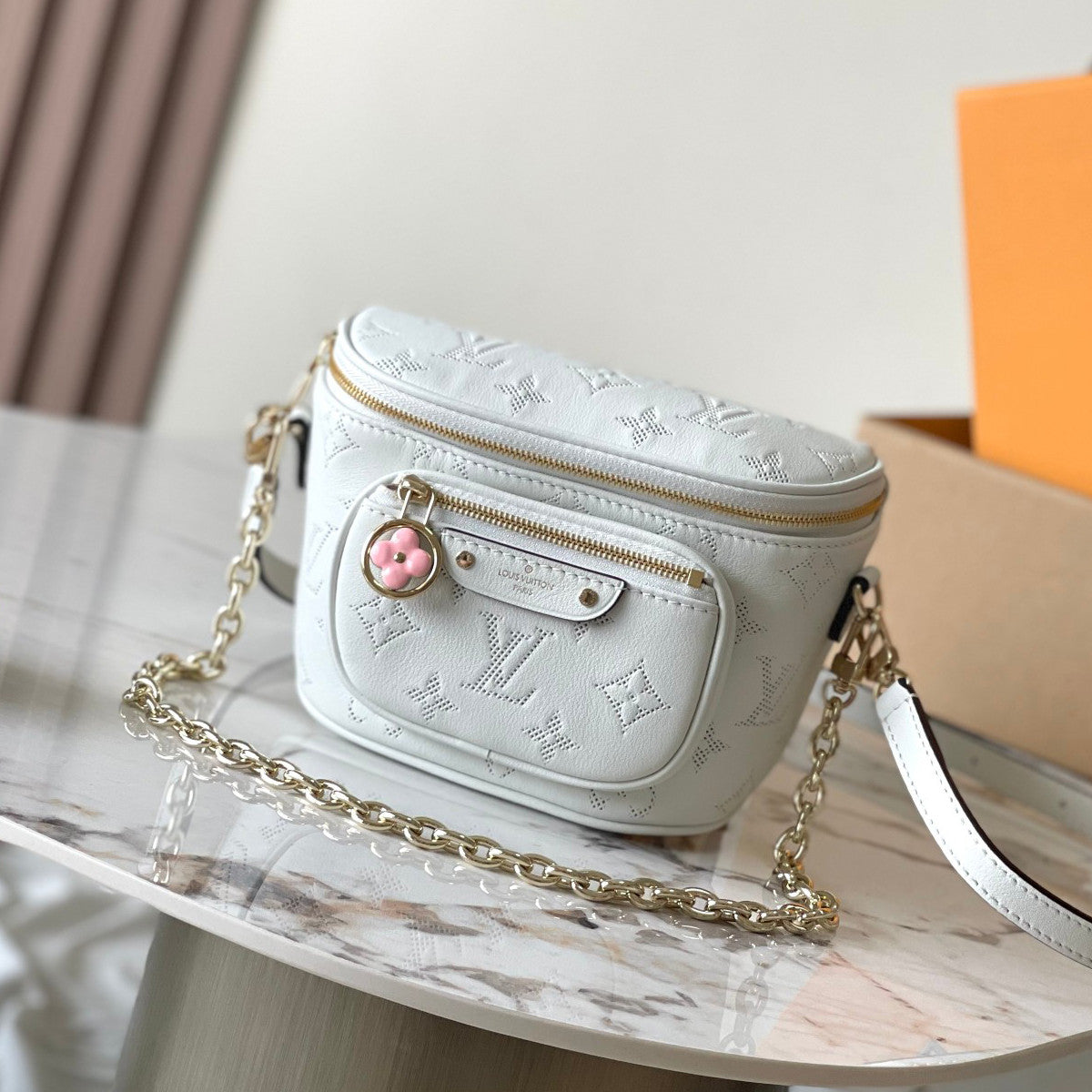 Louis Vuitton Mini Bumbag Flower Ring Women's Solid Colour Logo Print Soft Calfskin Handbag Shoulder Crossbody Bag Bags #76842