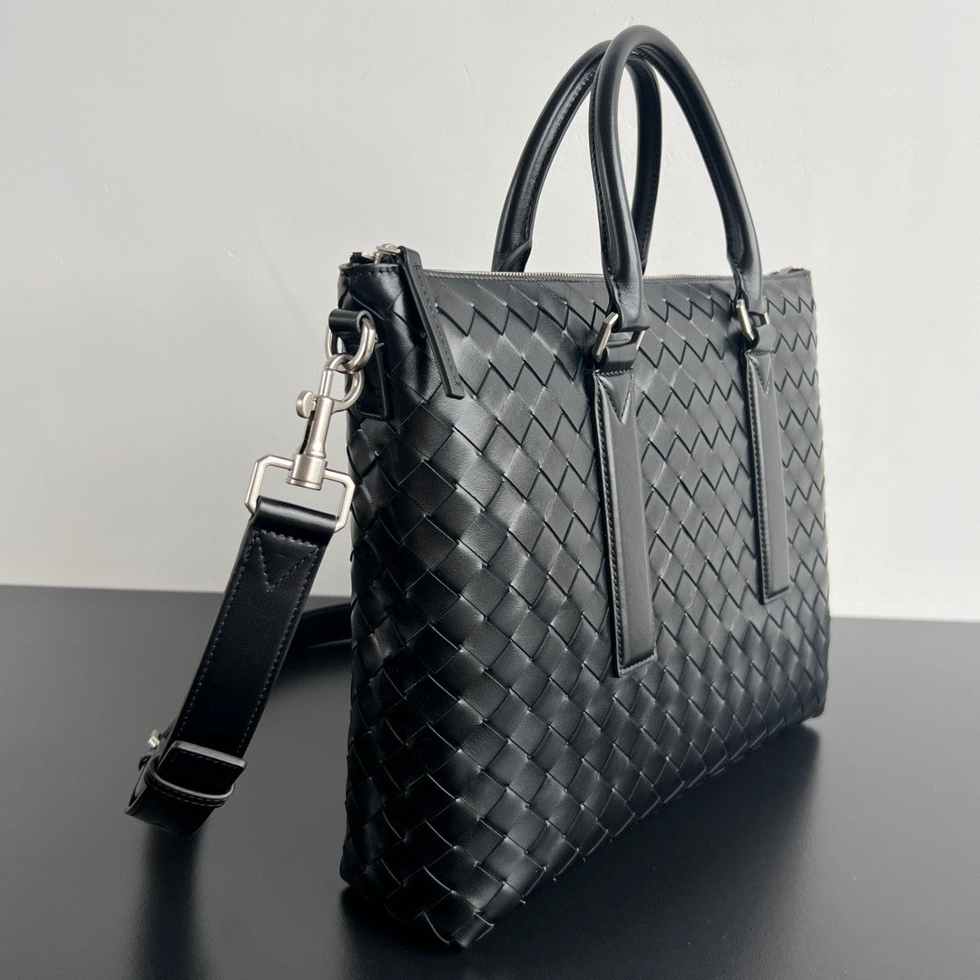 Bottega Veneta Intrecciato Men's Solid Color Adjustable Detachable Shoulder Strap Woven Calfskin Briefcase Handbag Bag Bags #77518