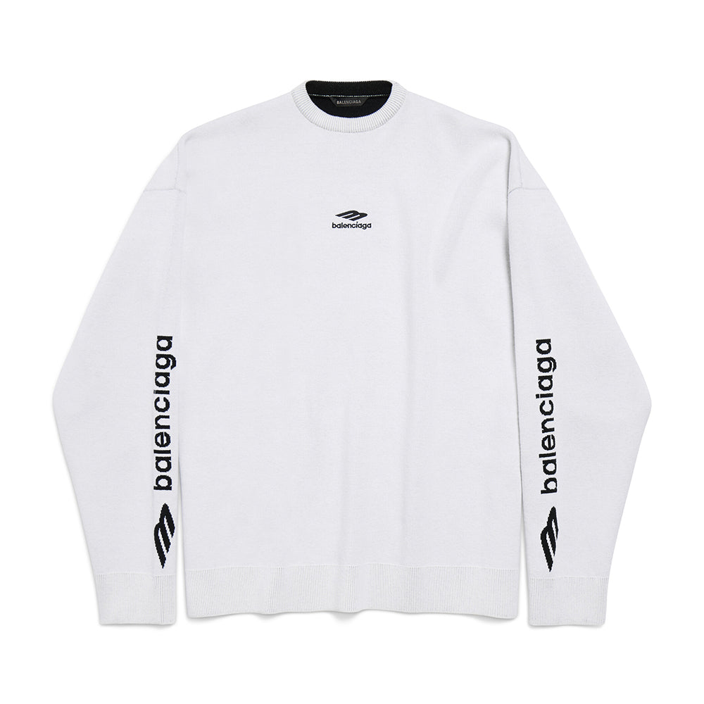 Top-quality Version Balenciaga Men's 3B Sports Icon Ski Crewneck in White Black #335728