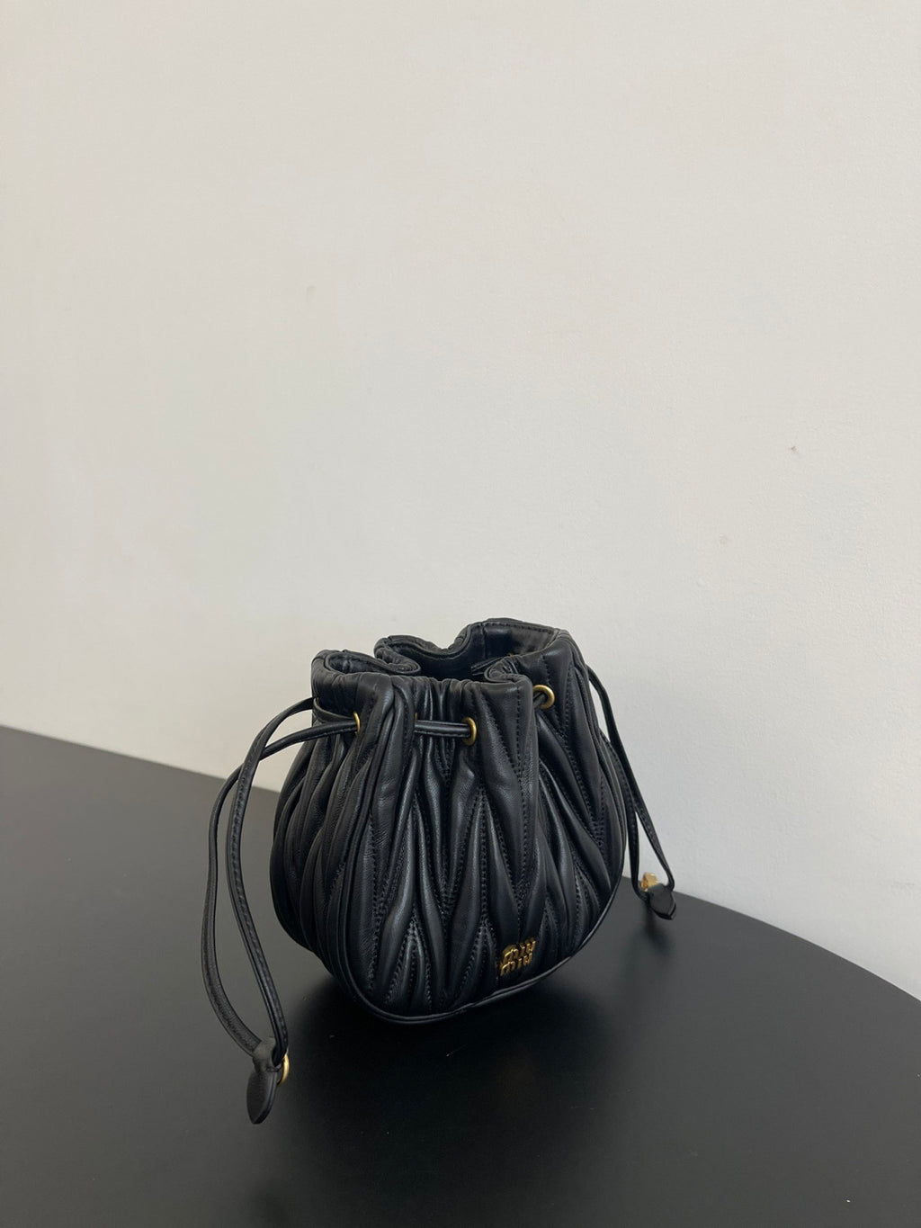 MiuMiu Black Matelassé Nappa Leather Pouch #334669