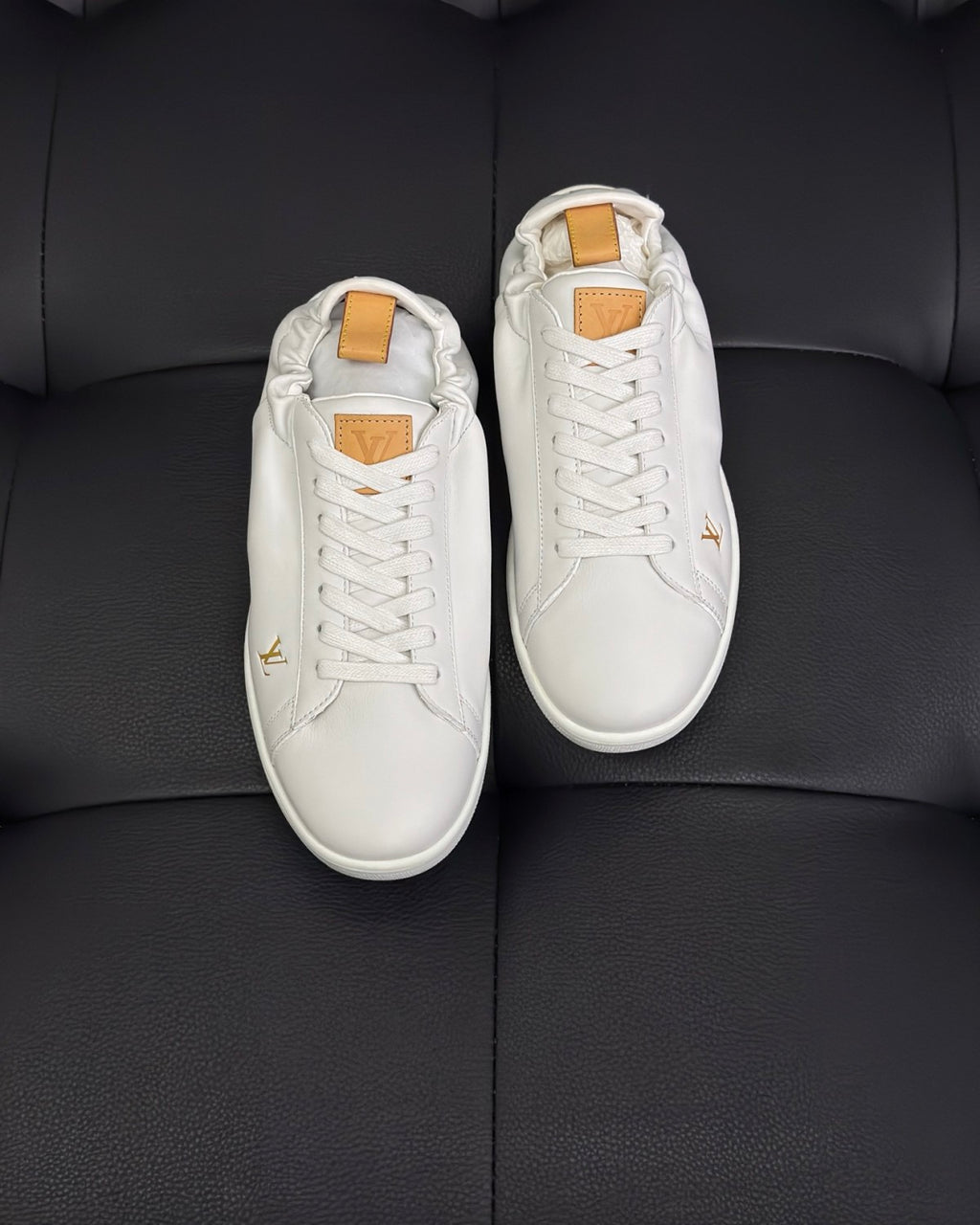 Louis Vuitton LV SOFT Men's And  Women's Spring/Fall Fashion Casual Round Toe Lace Up Solid Color Low Top Leather Mesh Fabric Sneakers Shoes #78696