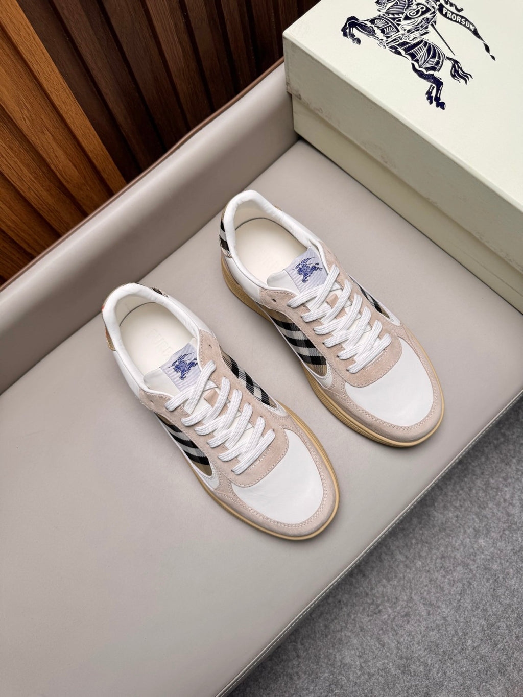 Burberry Leather Suede and Check Terrace Sneakers #385998