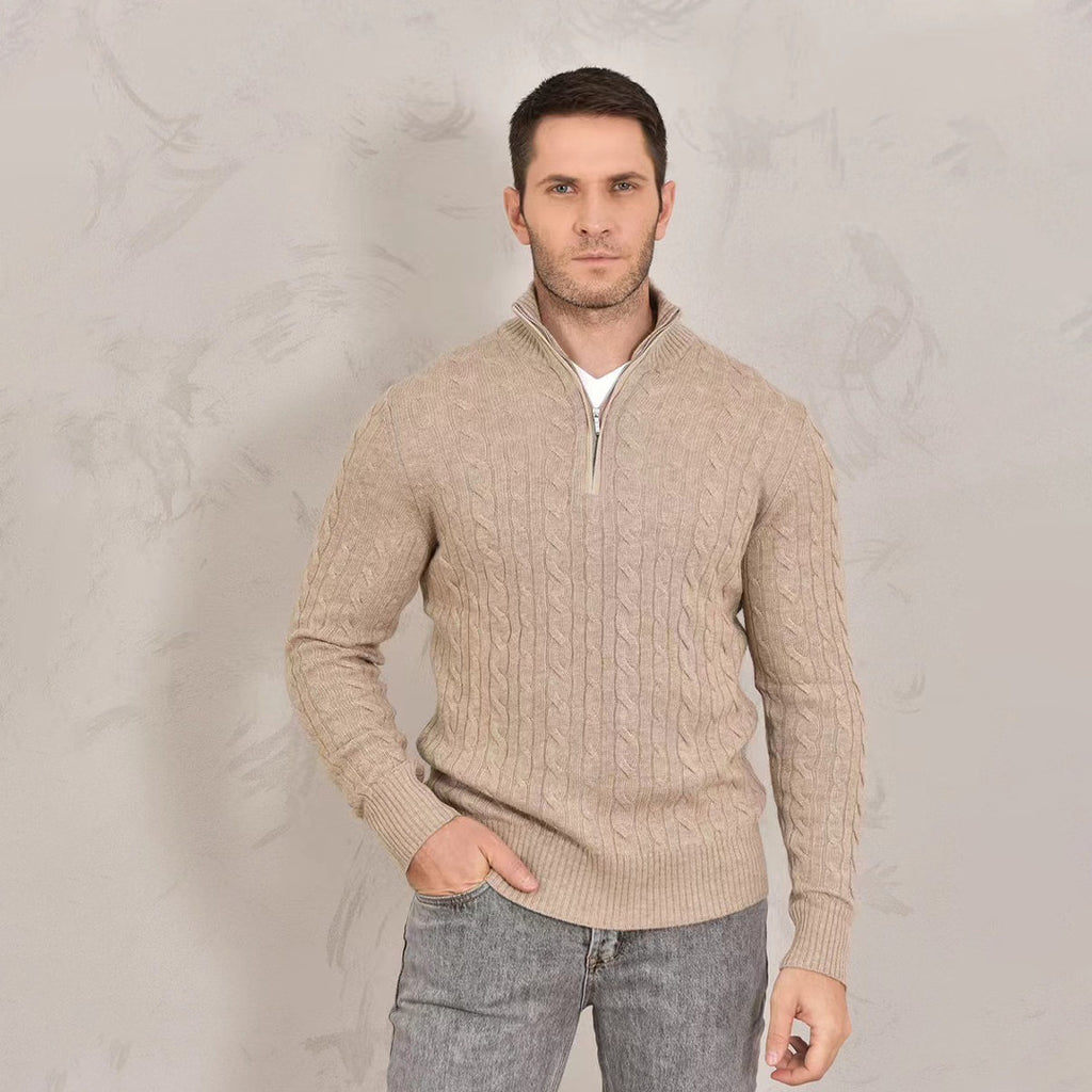 Loro Piana Men's Fall/Winter Half High Neck Zipper Long Sleeve Cashmere Fitted Knit Sweater Ngvp #9738