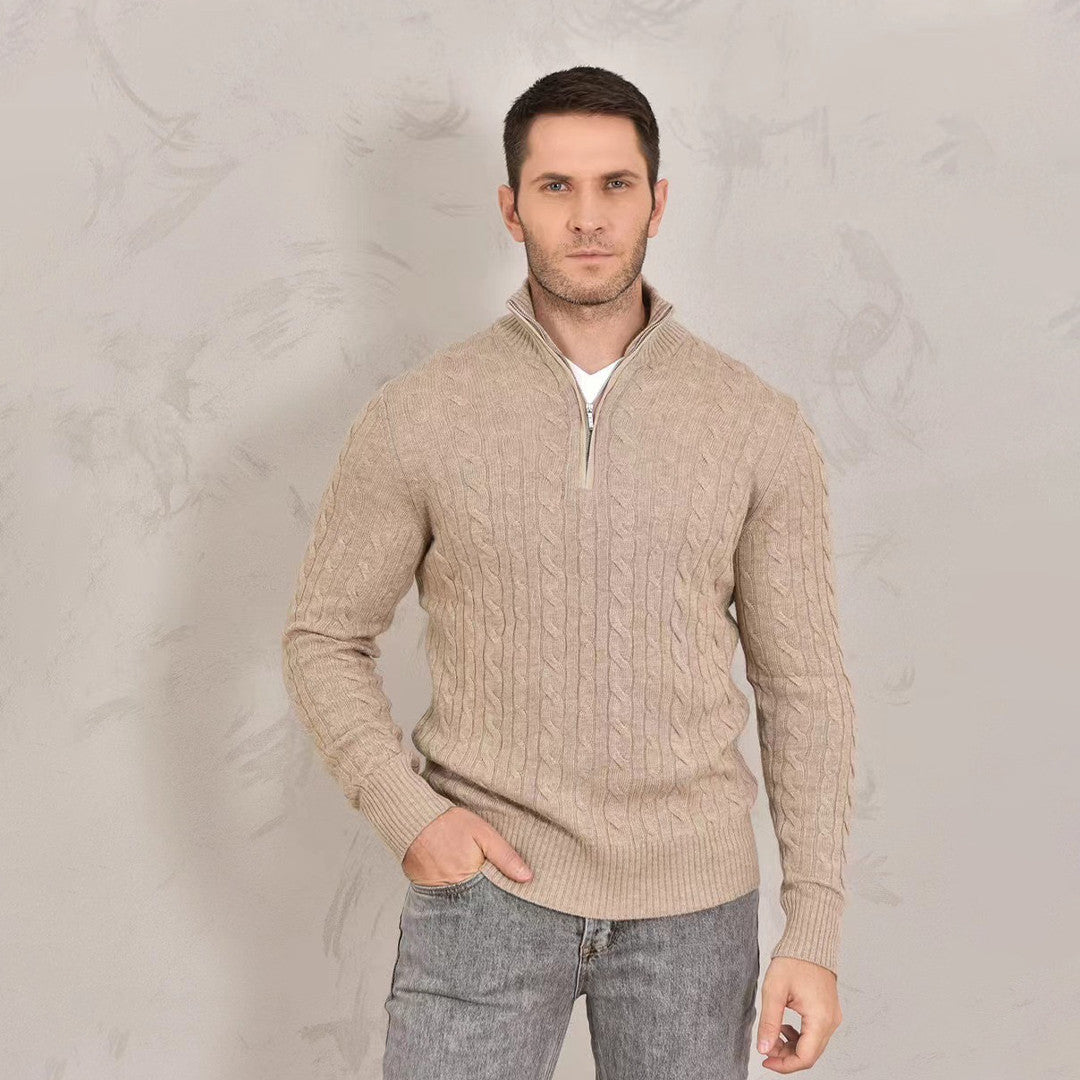 Loro Piana Men's Fall/Winter Half High Neck Zipper Long Sleeve Cashmere Fitted Knit Sweater Ngvp #9738