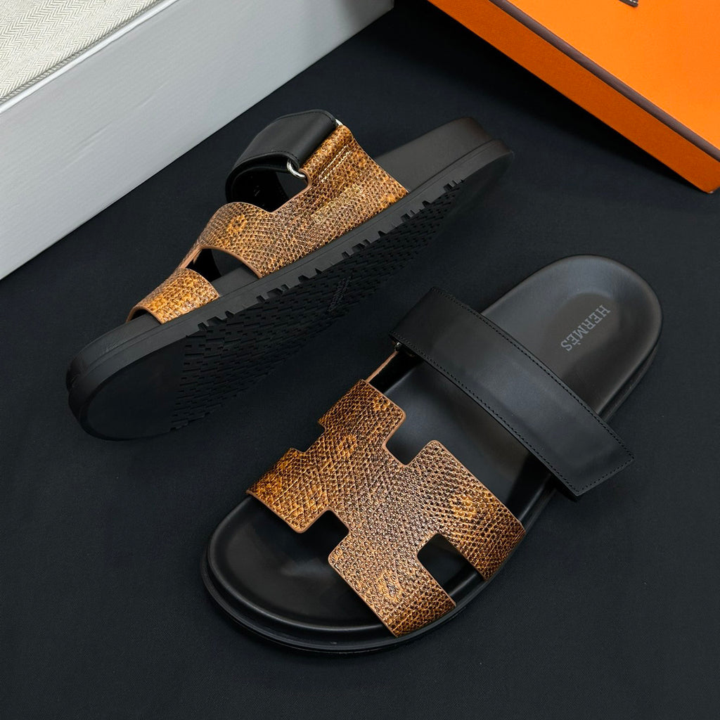 Hermes Men's Women's Simple Comfortable Velcro Casual Leather Sandals Slippers Shoes #76396