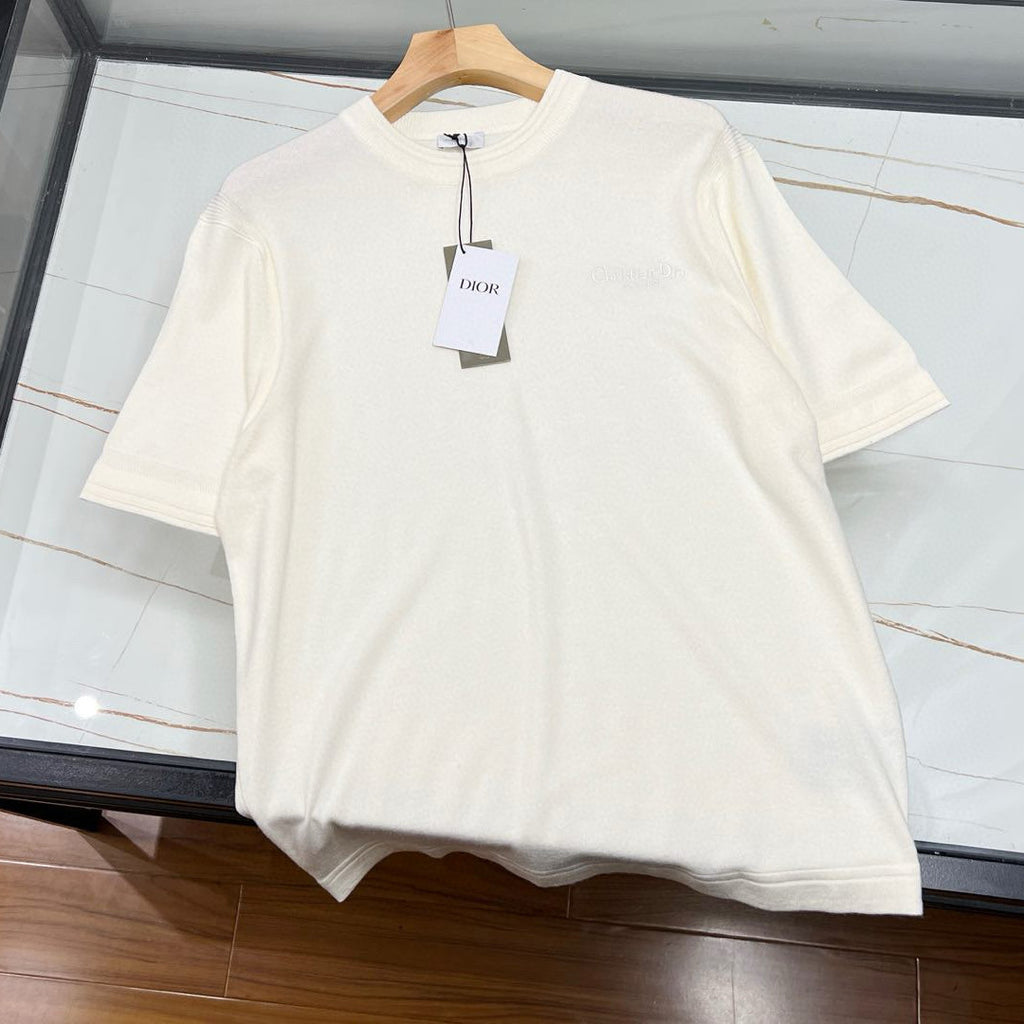 Dior Men's Summer Logo Embroidery Loose Solid Color Round Neck Cotton Short Sleeve T-Shirt #74925