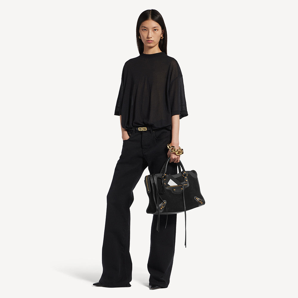 Balenciaga Le City Medium-sized Handbag: Suede Studded girly Bag Large Capacity Suitable Shoulder Bag Tote Crossbody Bags #84136A