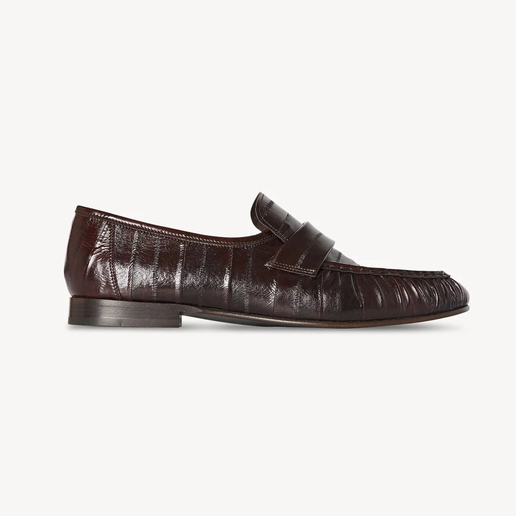 THE ROW Women's Fashion Classic Round Toe Slip On Loafers With Pleated Leather Embossing Pleated Texture Slip On Loafers Shoes #79179