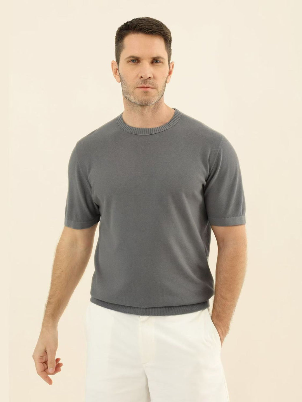 Loro Piana Solid Color Round Neck Pullover Short Sleeve T-shirt #377035