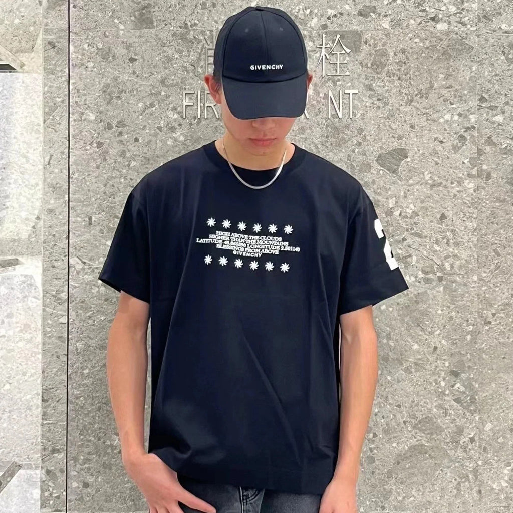 Givenchy Men's Summer Black Graffiti Logo Round Neck Cotton Short Sleeve T-Shirt #97882