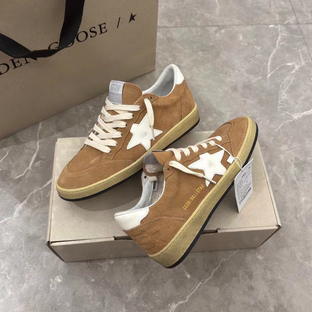 Golden Goose Men's Spring/fall Fashion Casual Round Toe Lace Up Flat Low Top Logo Embellished Casual Shoes For Everyday Wear Shoes #79395