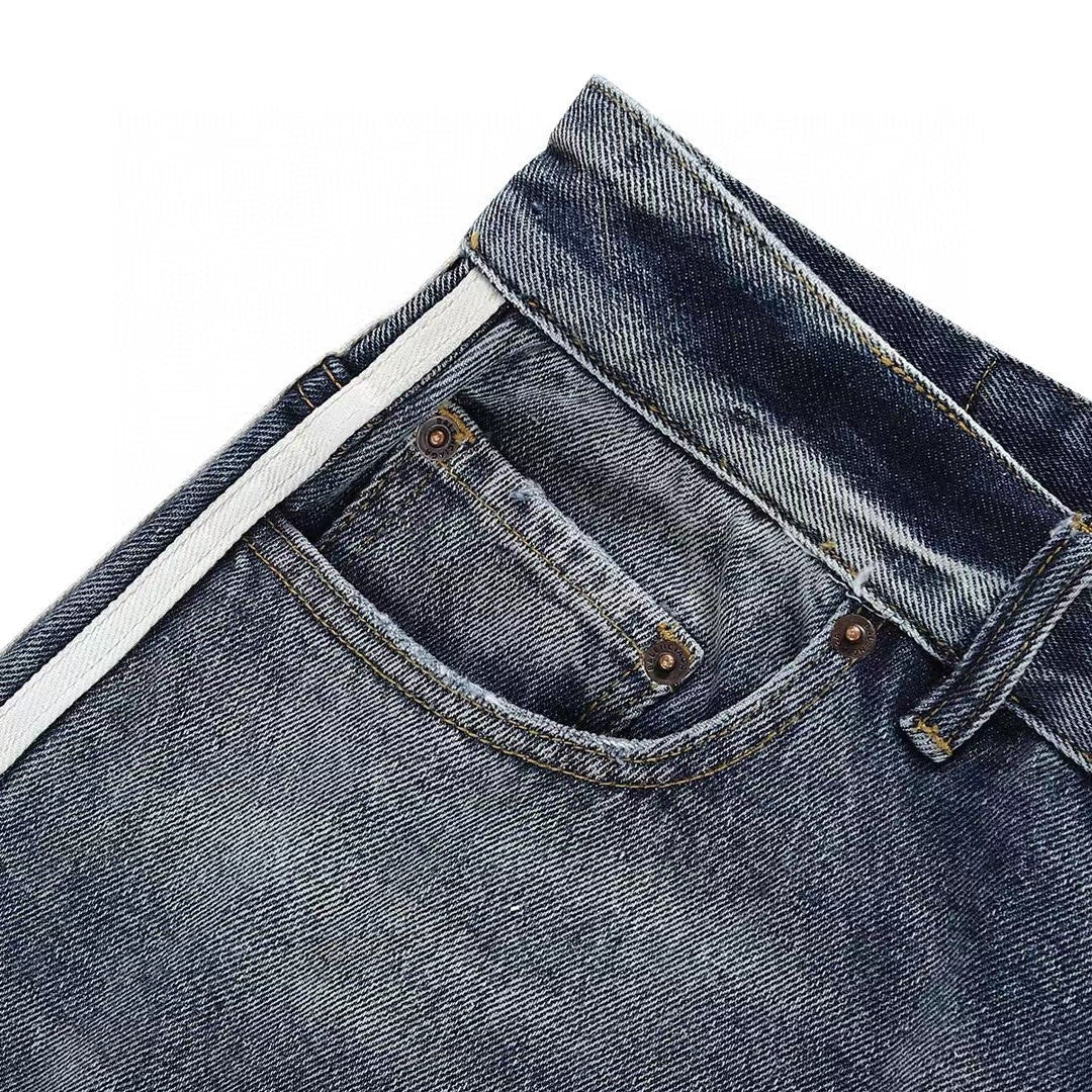 Balenciaga Men's Autumn Blue Loose Stripe Jeans Pants #97396
