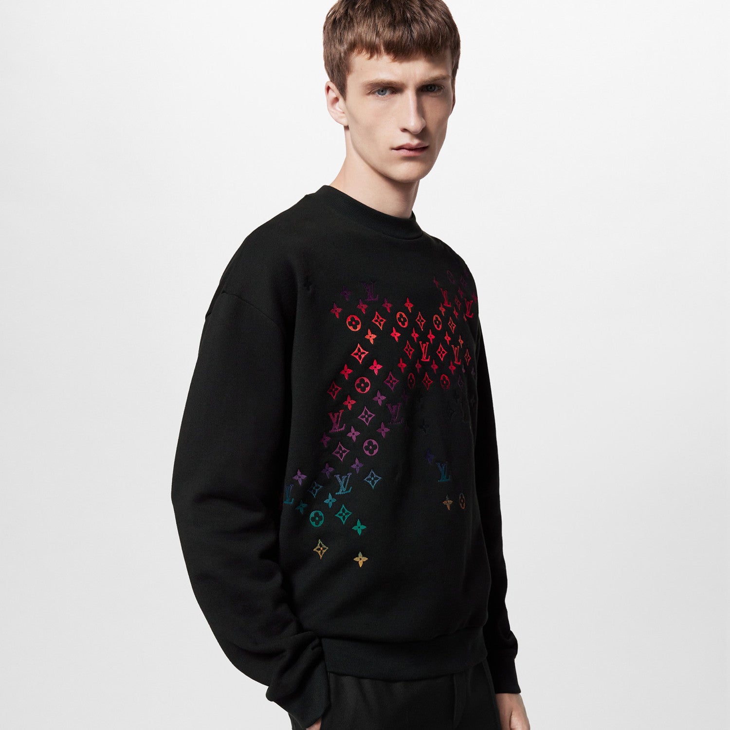 Louis Vuitton Men's Spring and Autumn Logo Embroidery Round Neck Cotton Pullover Sweatshirt #97951