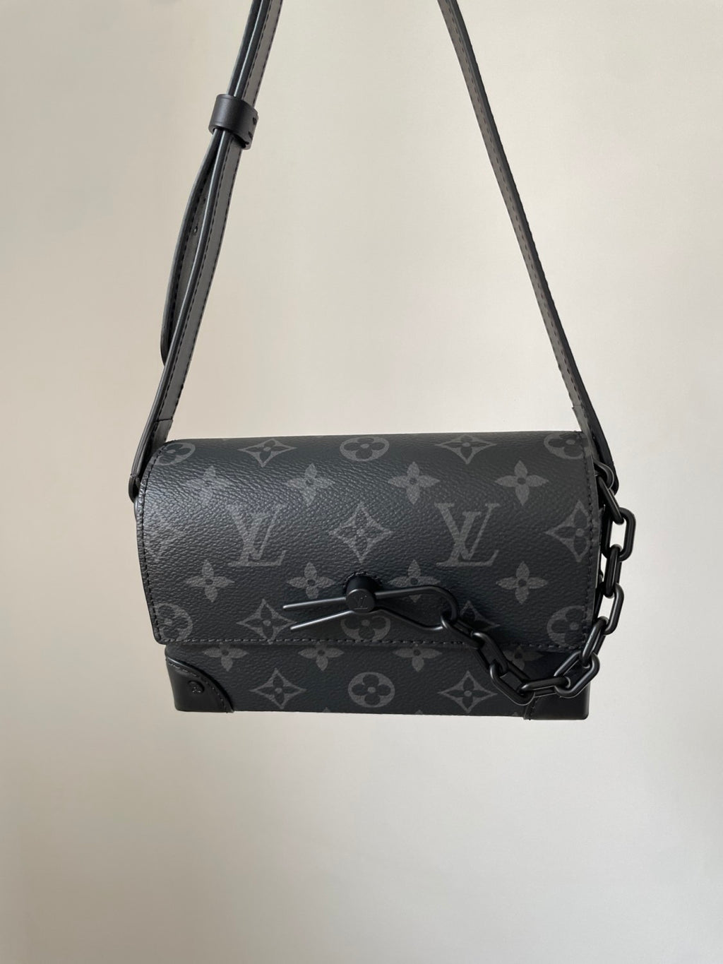 Louis Vuitton Lv Mini Box Bag Steamer Mini Handbag. Monogram Eclipse Canvas Chain Shoulder Bag Fashionable Casual Men's Crossbody Male Bag M81783 #195921