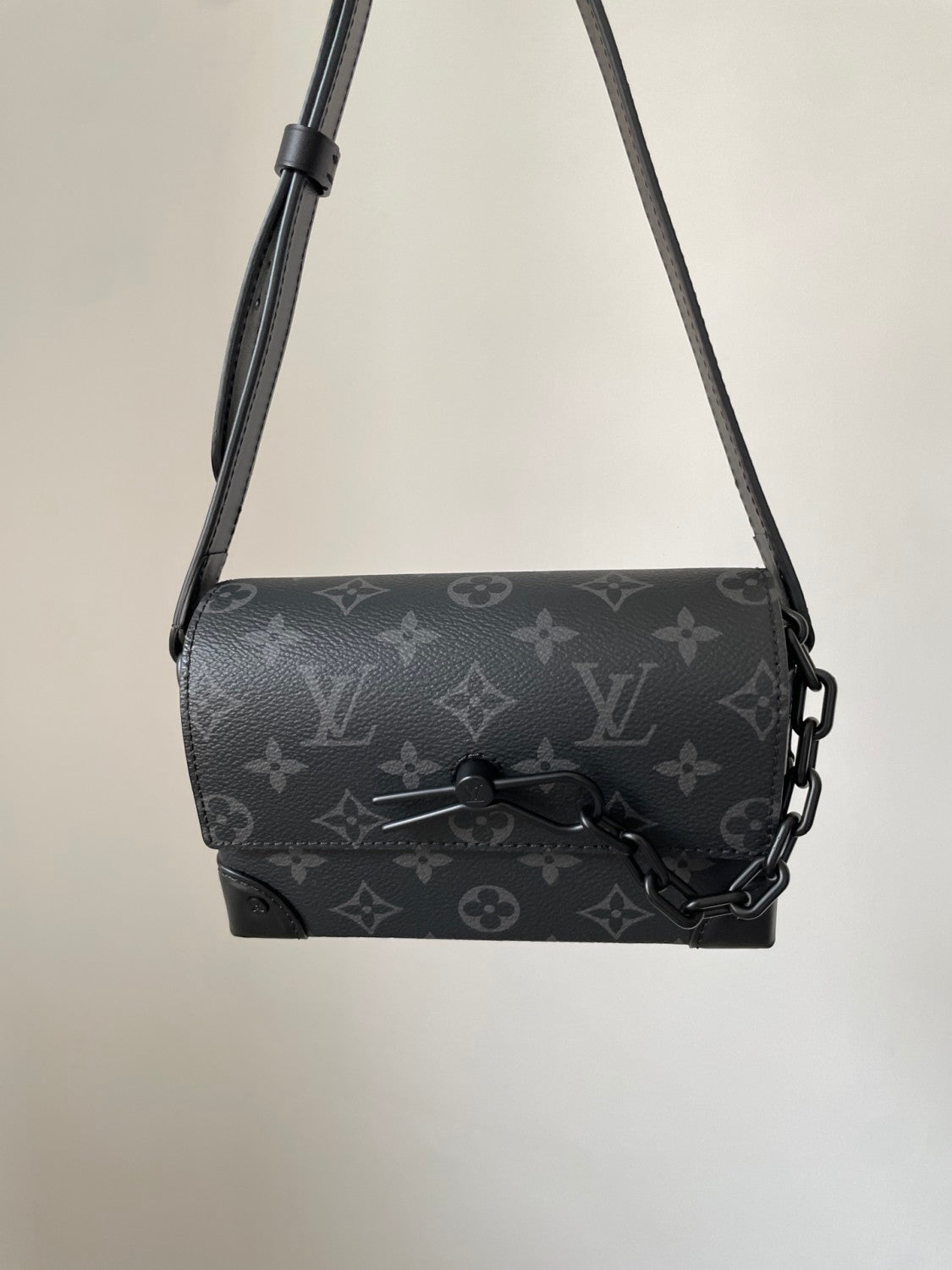 Louis Vuitton Lv Mini Box Bag Steamer Mini Handbag. Monogram Eclipse Canvas Chain Shoulder Bag Fashionable Casual Men's Crossbody Male Bag M81783 #195921